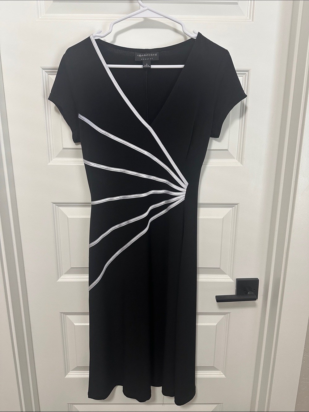 Black Dress with White Ribbon Detail